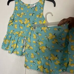 Rare Editions Aqua Lemon Print Outfit
